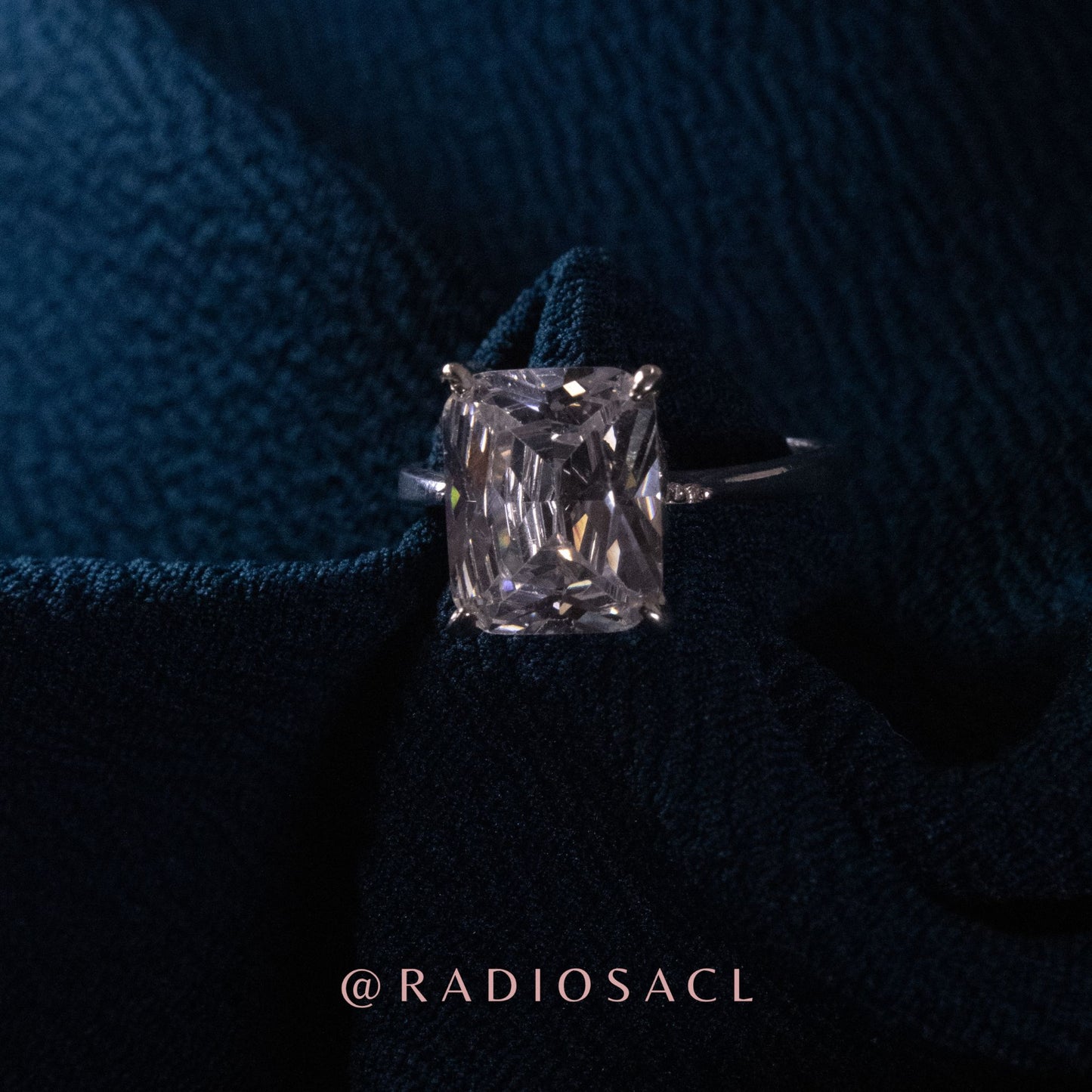 Anillo Solitario Rectangular Plata 925