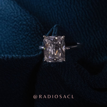 Anillo Solitario Rectangular Plata 925