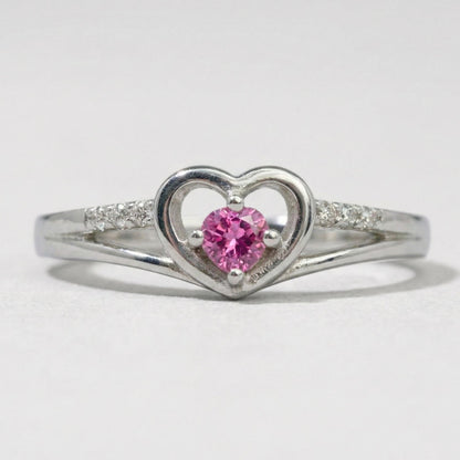 Anillo Corazón Rosa en Plata 925