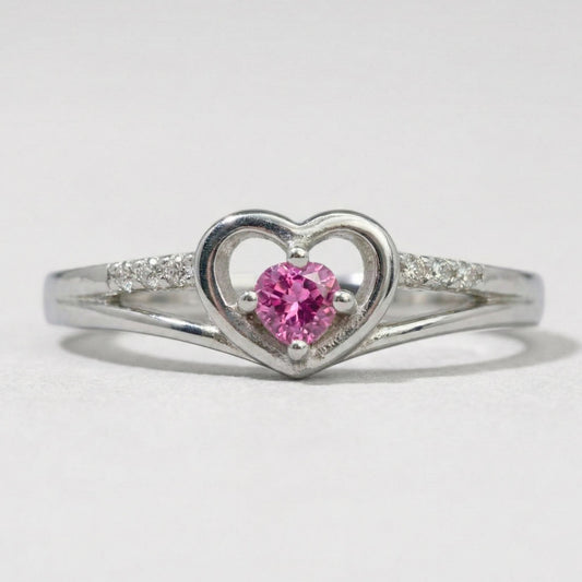 Anillo Corazón Rosa en Plata 925