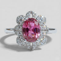 Anillo Flor Rosa en Plata 925