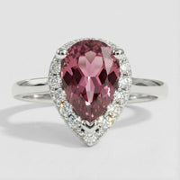 Anillo Lágrima Rosa Halo Abrazo en Plata 925