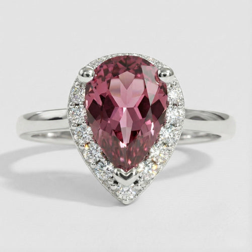 Anillo Lacrima borgogna en Plata 925