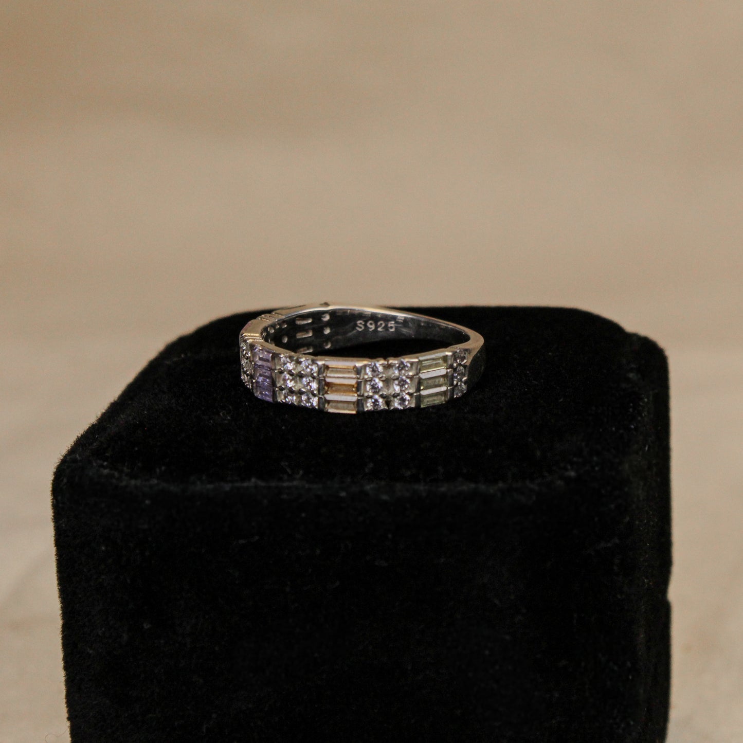 Anillo Baguette Multicolor Plata 925