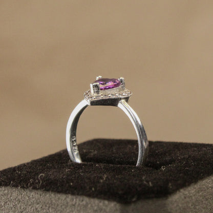 Anillo Corazón Morado Plata 925