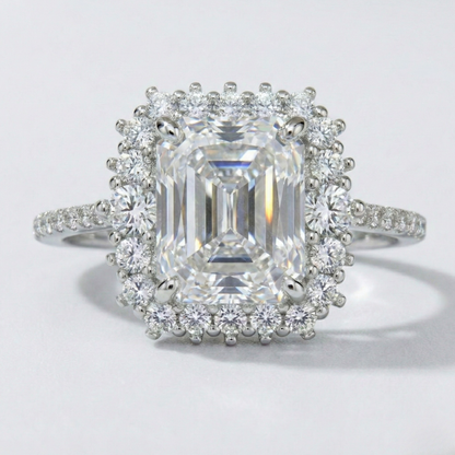 Anillo Halo Eterno Rectangular Portal de Luz en Plata 925