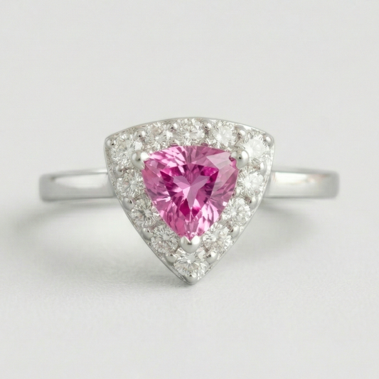 Anillo Triangolo Rosa Plata 925