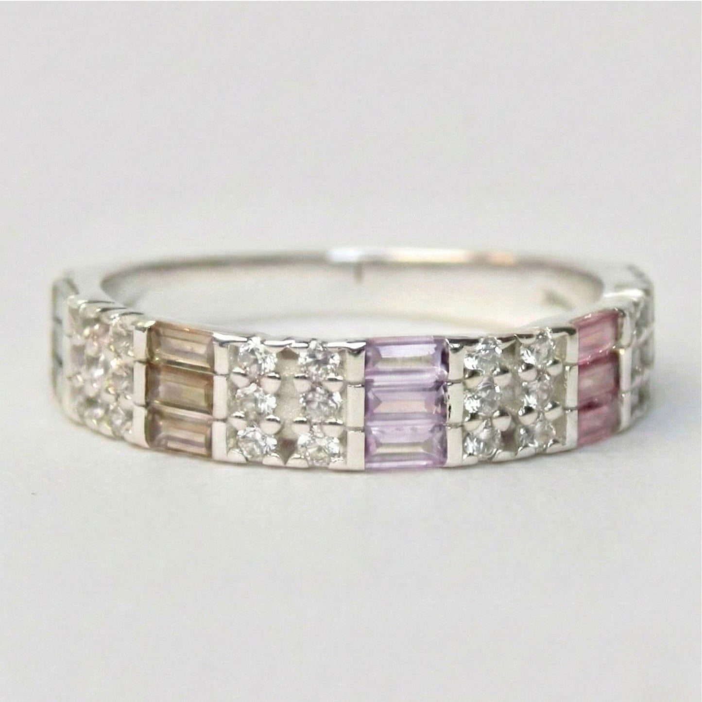Anillo Baguette Multicolor Plata 925