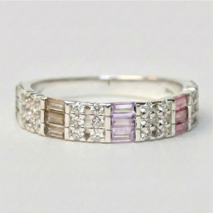 Anillo Baguette Multicolor Plata 925