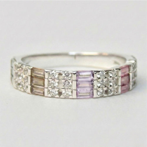 Anillo Baguette Multicolor Plata 925
